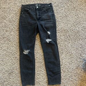 Old Navy Black Distressed Rockstar Super Skinny High Rise Jeans